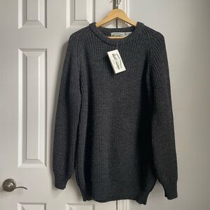 Aran Crafts Men's Fisherman's Wool Rib Crew Neck Sweater
